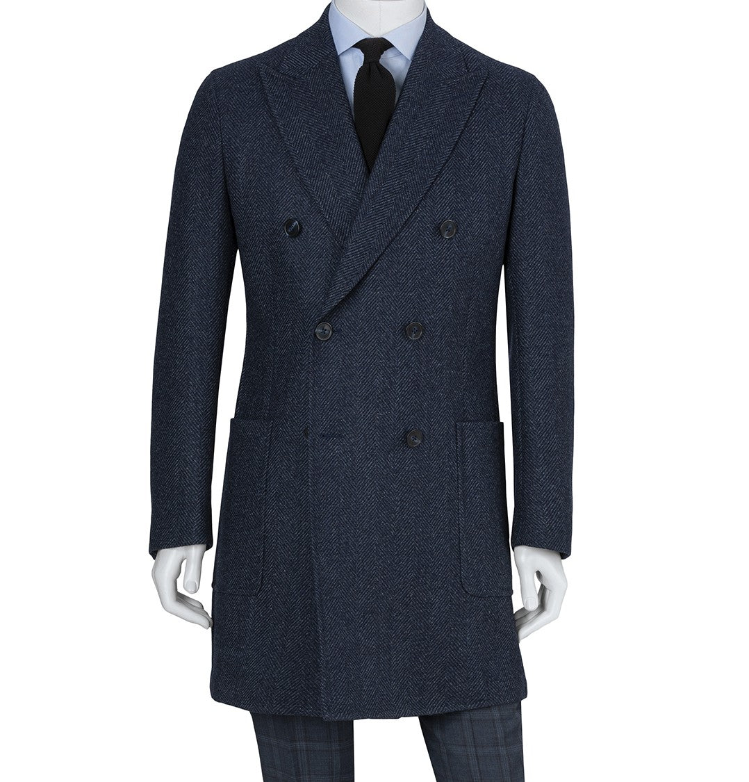 DP Peak Coat - Herringbone Navy – 6 weeks delivery