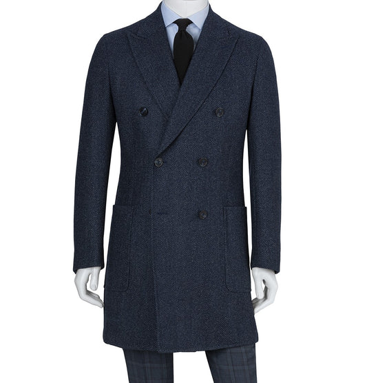 DP Peak Coat - Herringbone Navy – 6 weeks delivery